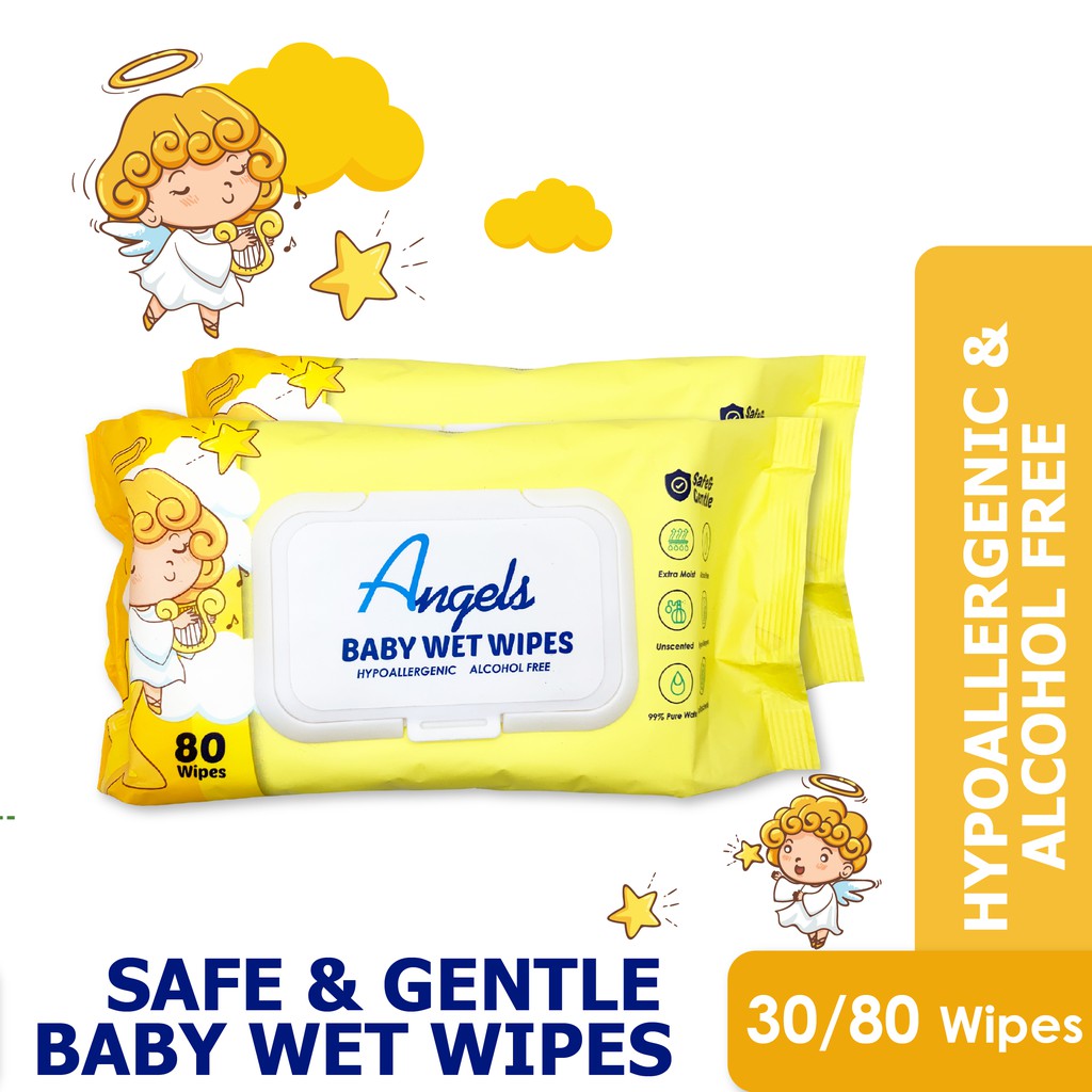 ANGELS Baby Wet Wipes Carton Sale  - 30 / 80 Wipes Pack - Safe & Gentle for babies!