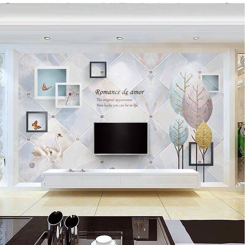 Wallpaper Tv Wall Background Wallpaper 5D Stereo Wallpaper 3D Wall Painting  8D Decorative Living Room Wallpaper Seamless | Shopee Singapore