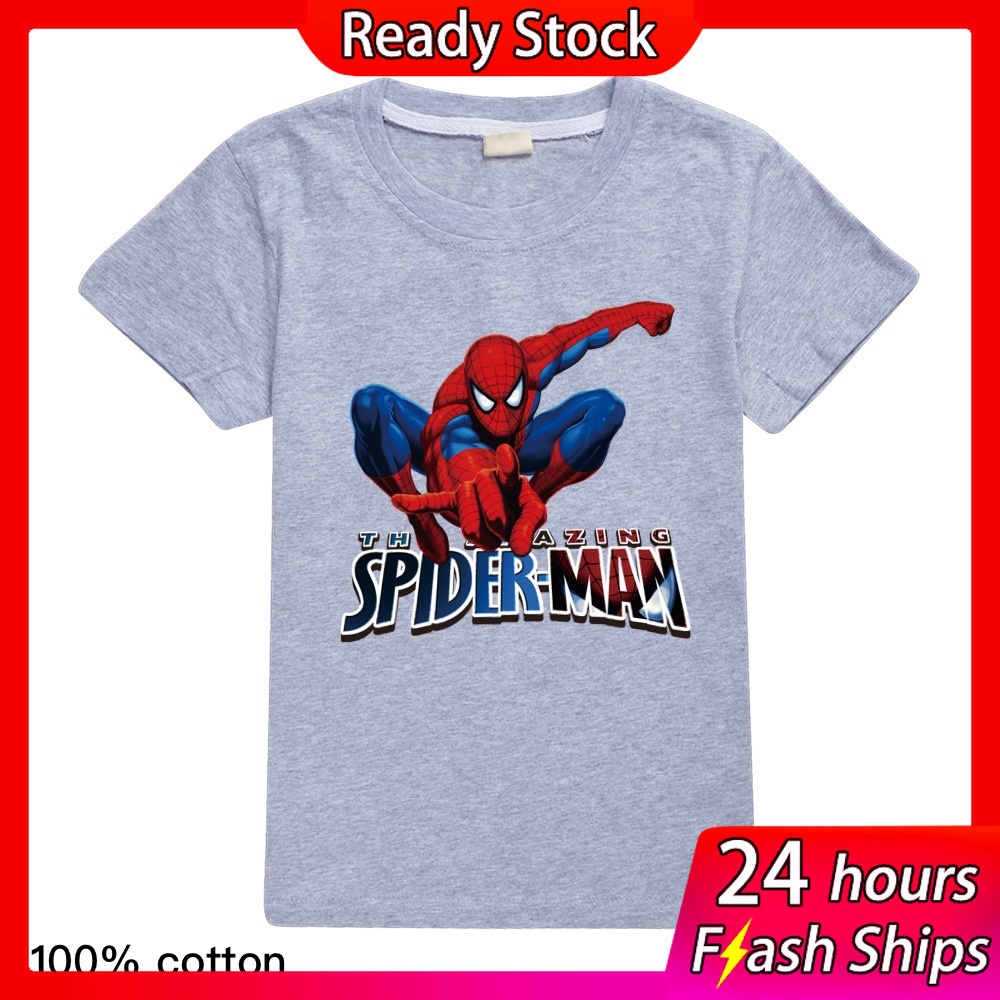 Fashion Clothes, Shoes & Accessories New Kids Boys Girls Spiderman 100%  Cotton Casual Short Sleeve T-Shirt Tops Gift DA8155900