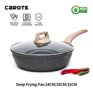 Carote Granite Non Stick Deep Frying Pan Skillet Saute Pan Fry Pan with Ergonmic handle Suitable for Induction Cookware