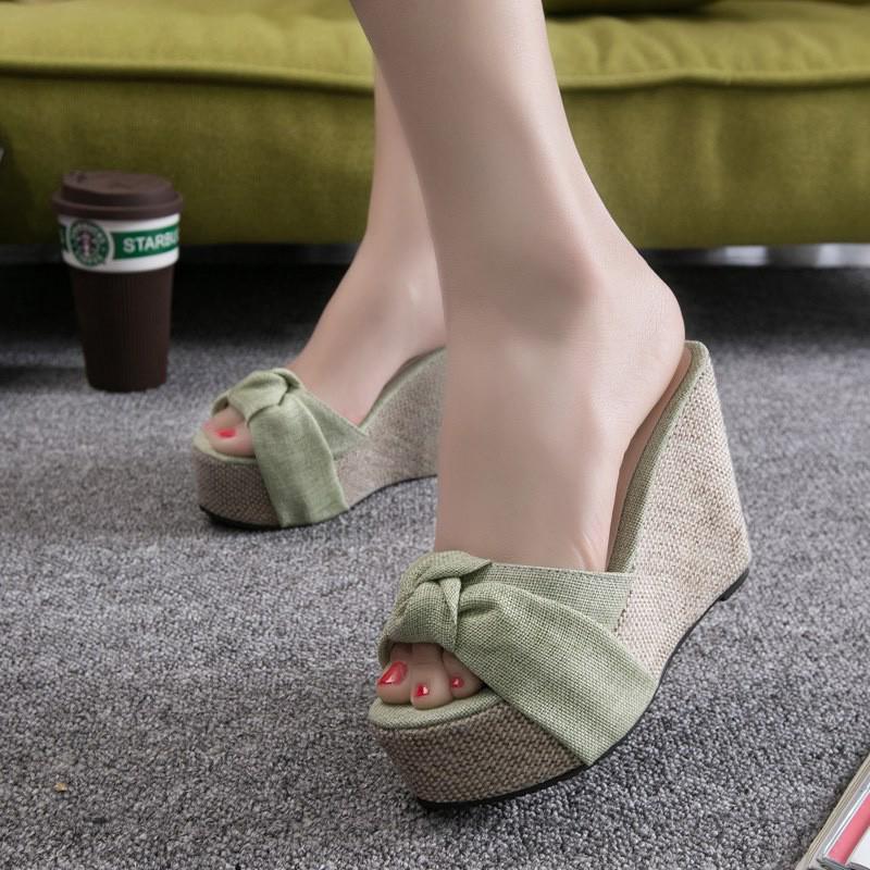 Image of Korean Velcro Wedge Flowers Sandals High Heel
