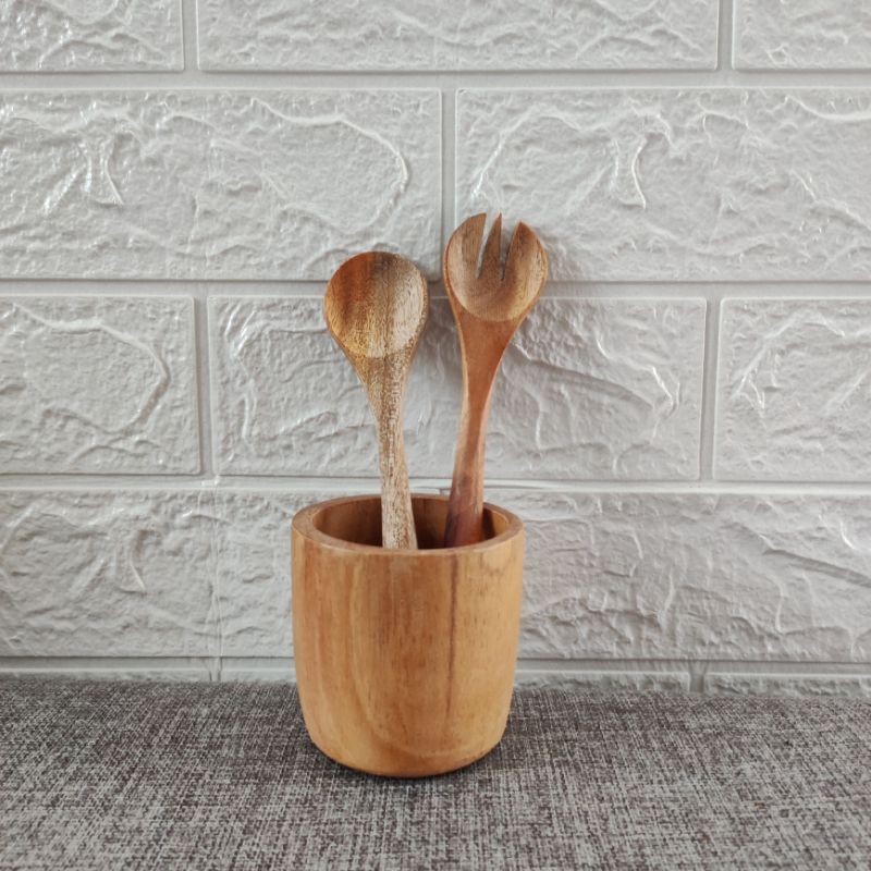 Korean Mahogany Wood Spoon And Fork Set / Unique Wood Spoon And Fork