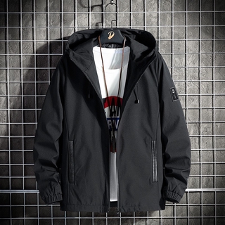 Image of New style men's outdoor jacket windproof jacket casual loose jacket hooded jacket fashion trend jacket plain jacket