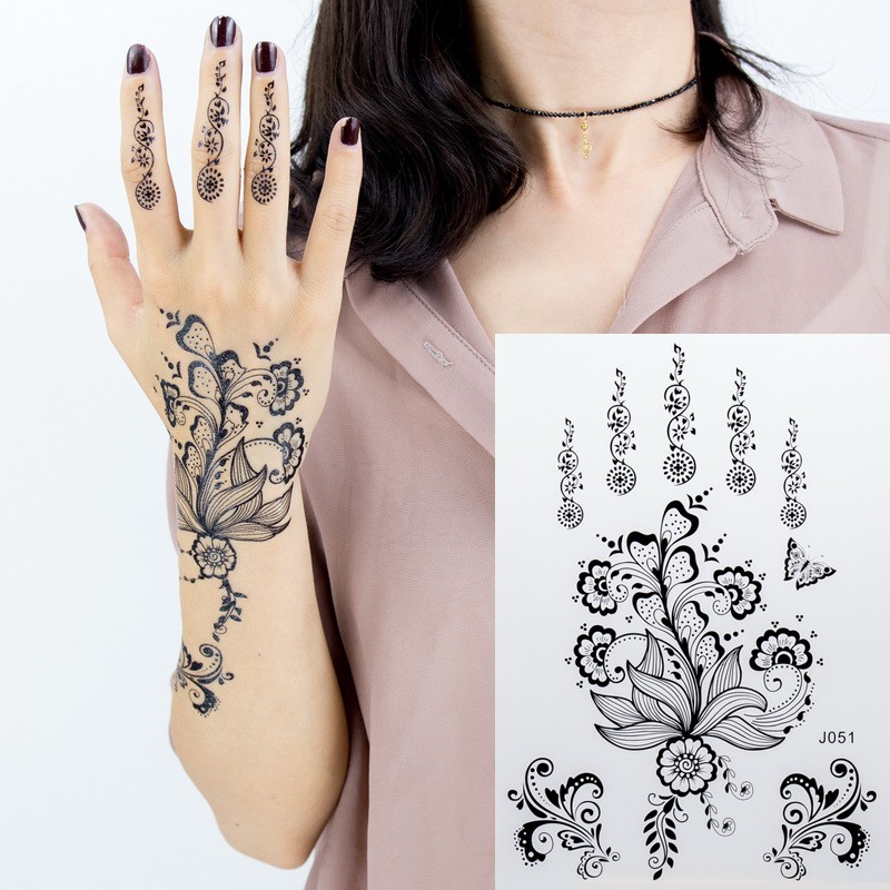 1pc Black Lace Henna Tattoo Set Flash Arabic Indian Mandala Plum Blossom Butterfly Wedding For Bride Body Painting Hand Shopee Singapore