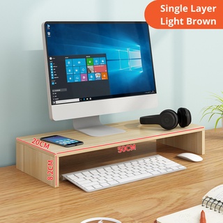 [SG] IMP HOUSE Wooden Monitor Stand Riser Ergonomic Desktop Stand Desk Organizer Keyboard Storage Stationery Wood White