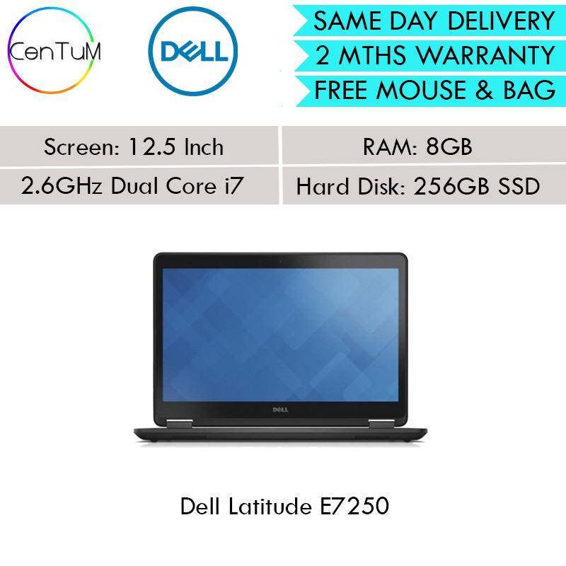 Same Day Delivery Refurbished Dell Latitude E7250 12 5 Inch Core I7 8gb 256ssd Win10 Up To 24 Months Warranty Shopee Singapore