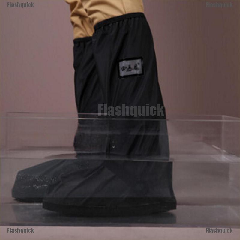 Flashquick Waterproof Motorcycle Biker Reflective Rain Boot shoes Footweaar Cover Black