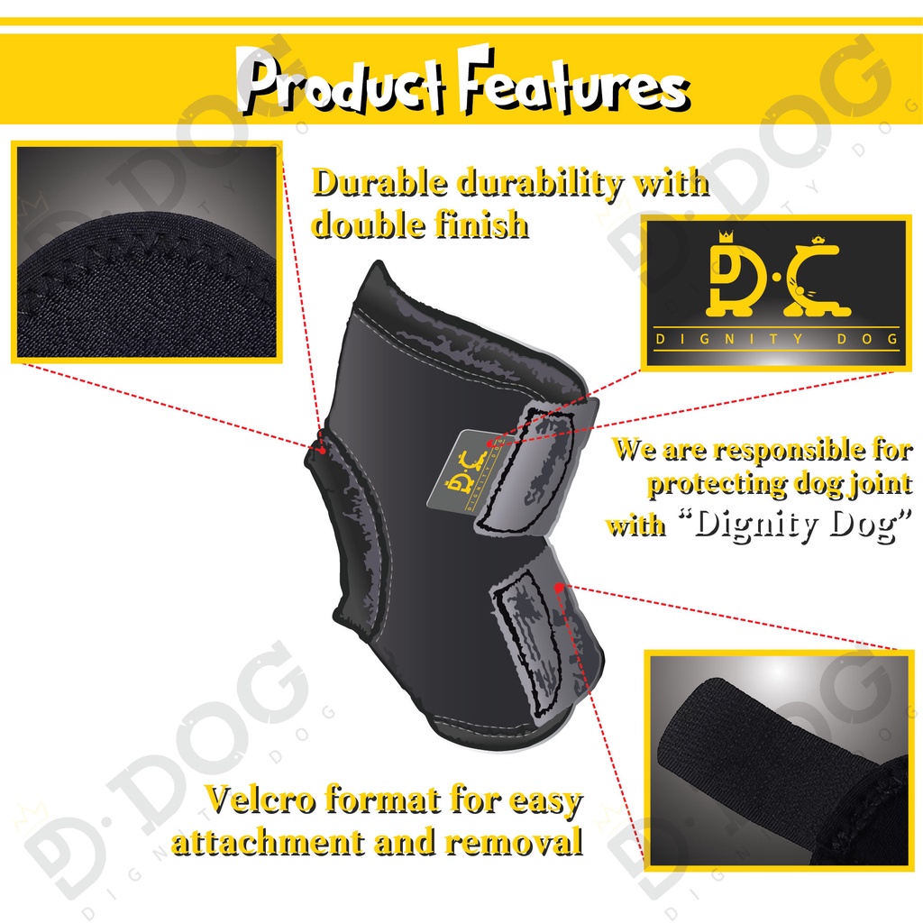 【 DIGNITYDOG 】 Korean pet health training supplies joint knee patella protector sprain prevention black S M L types