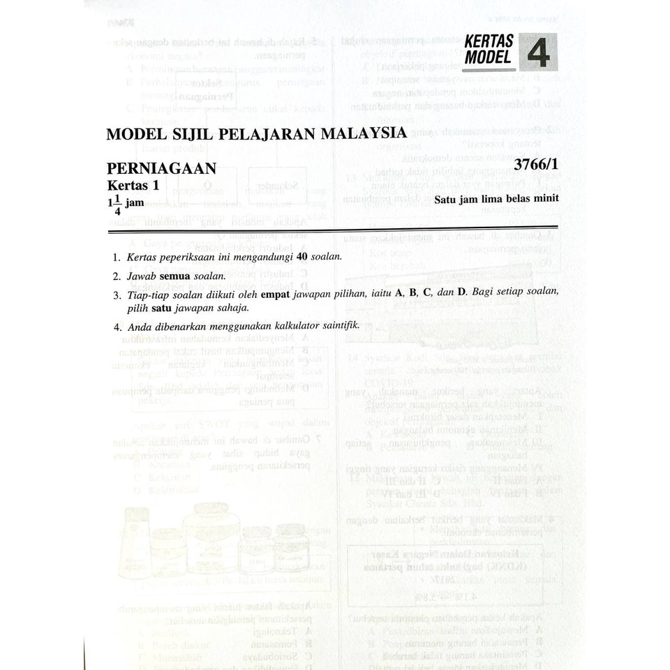 Spm Paper Model Perniga Shopee Singapore