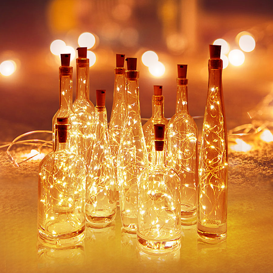 3 Colors for Garden Terrace Starry Love Solar Diamond Wine Bottle Lights 10 Pack 20LED Outdoor Waterproof Multicolor Fairy Light String Party Decoration Suitable for Most Wine Bottle Mouths 