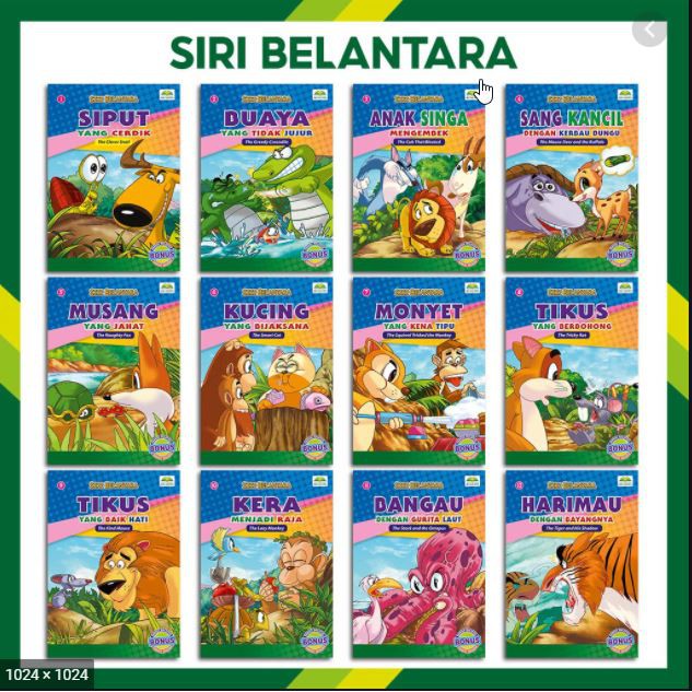 Buku Cerita Bahasa Melayi Siri Belantara Buku Cerita Kisah Haiwan Dwibahasa 12 Buku Dalam 1 Set Bm English Shopee Singapore