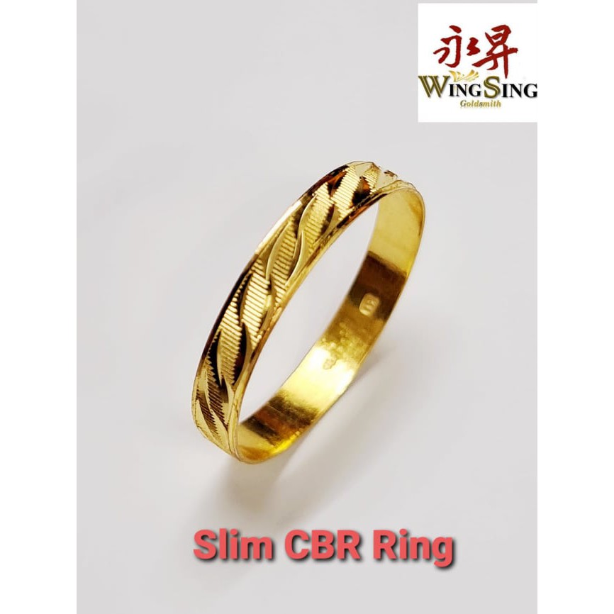 Hot Restok Wing Sing 916 Gold Slim Solid Cbr Ring Gold Padu Rattan Split Ring 916 Singapore