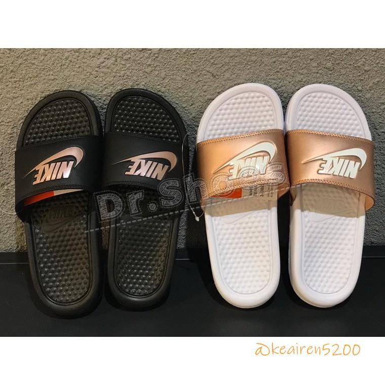 nike benassi black rose gold