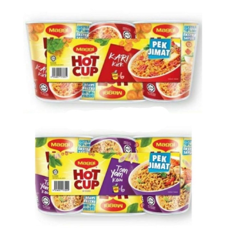Shop Malaysia Maggi Cup 6 In 1 Pack Mee Segera Kari Tomyam Ayam Shopee Singapore