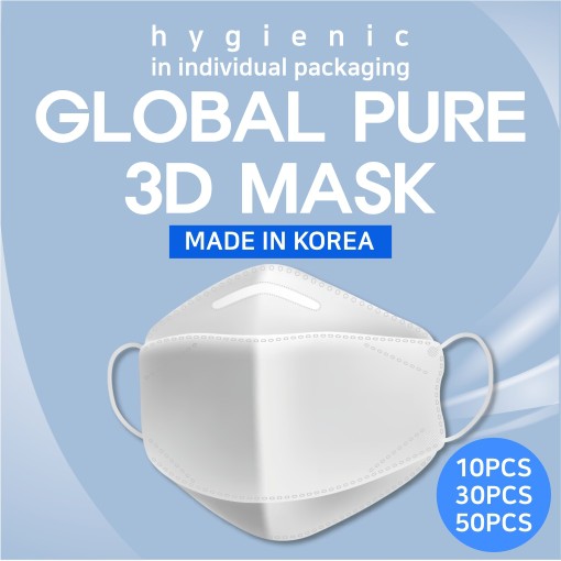 Global Pure Disposable 3d Mask 10 30 50pcs White Black Made In Korea Korean 3ply Masks Shopee Singapore