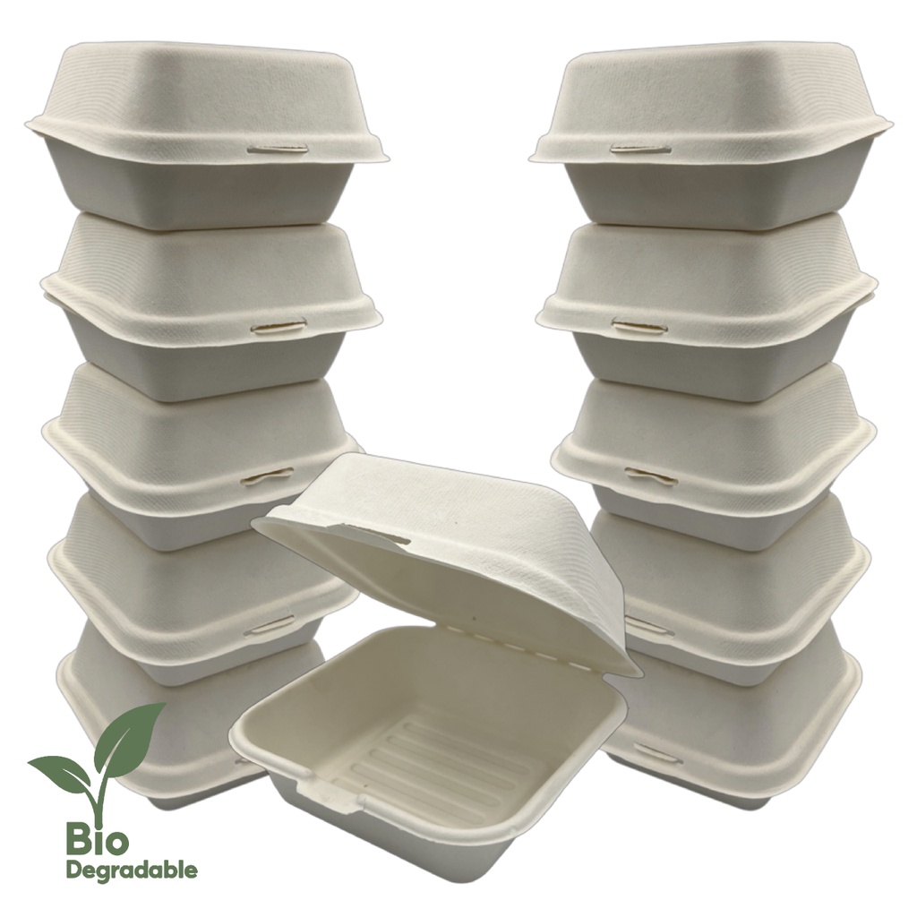 [Ready Stock SG] [50sets] Clamshell Biodegradable Eco Cake box