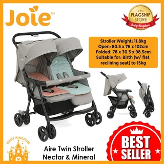 Brand new Joie Aire Twin Stroller With Raincover birth to 4 years 