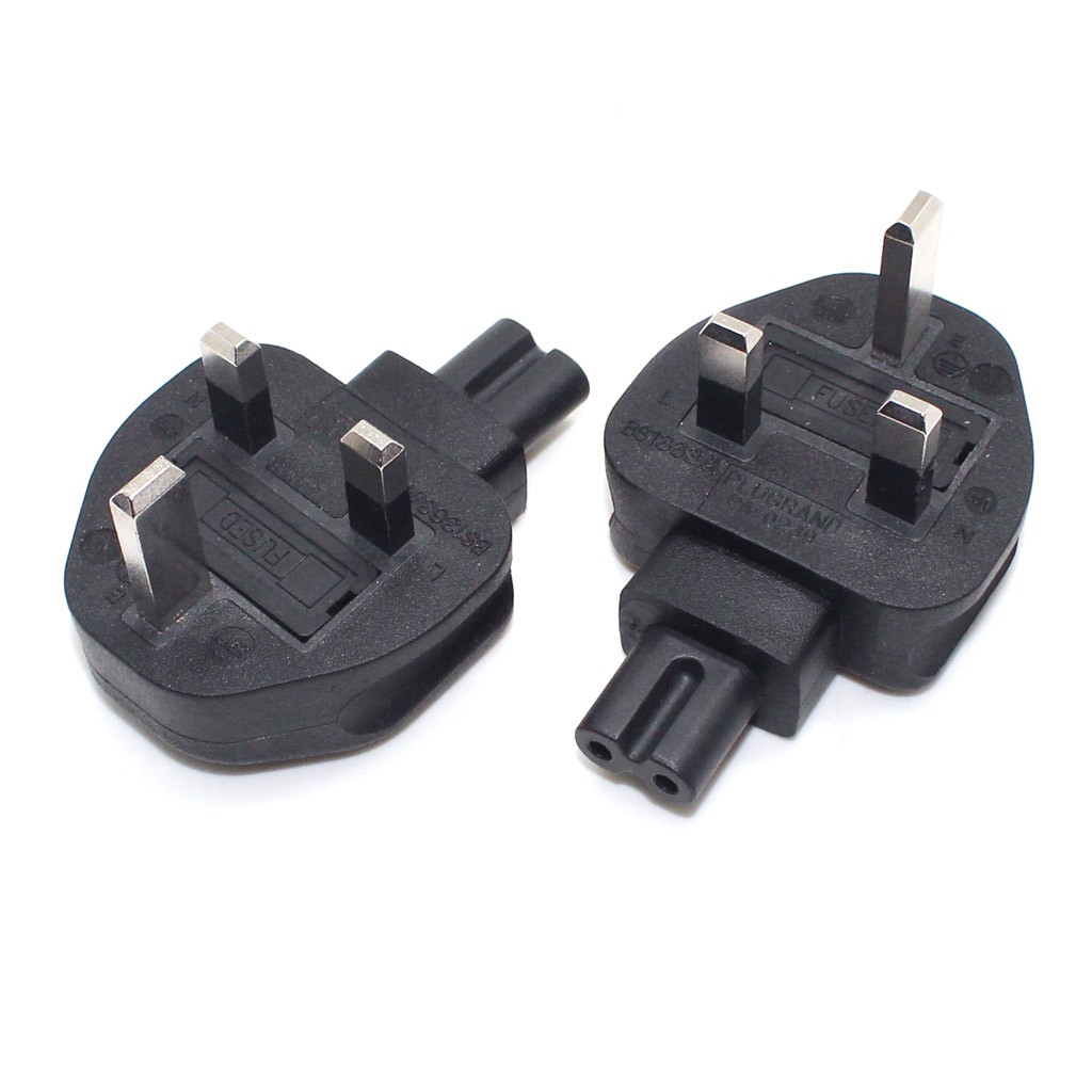 UK 3Prong Male to IEC C7 AC Power Adapter Right Angled AC Power Adapter For Notebook Fused