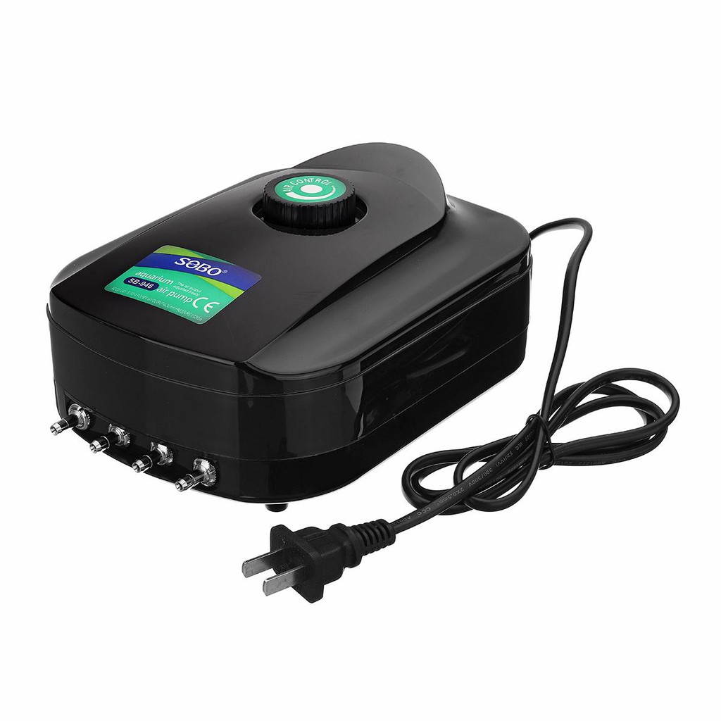 2/4 Holes 8W Adjustable Air Output Aquarium Fish Tank Oxygen Pump Low