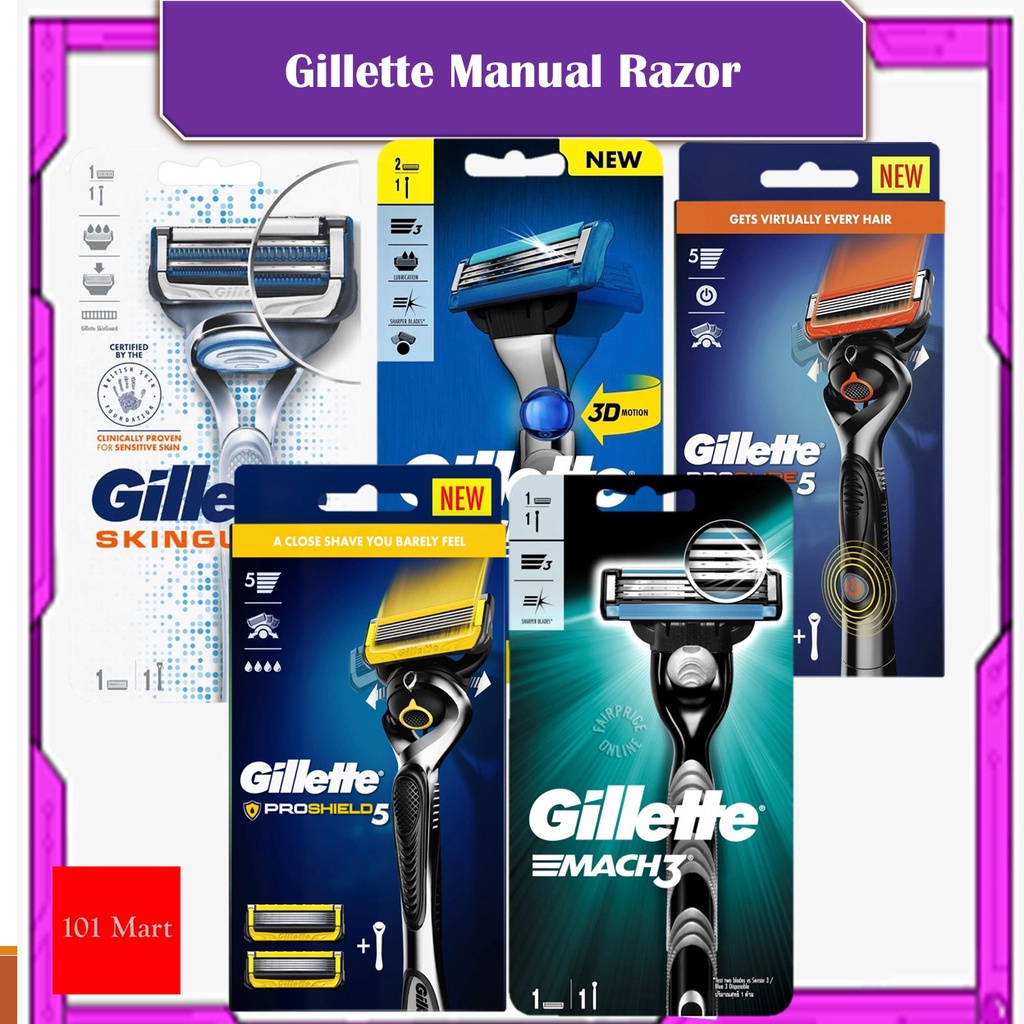 Gillette Mach 3/Fusion/ProGlide/SkinGuard Manual Razor,1 Set Shopee