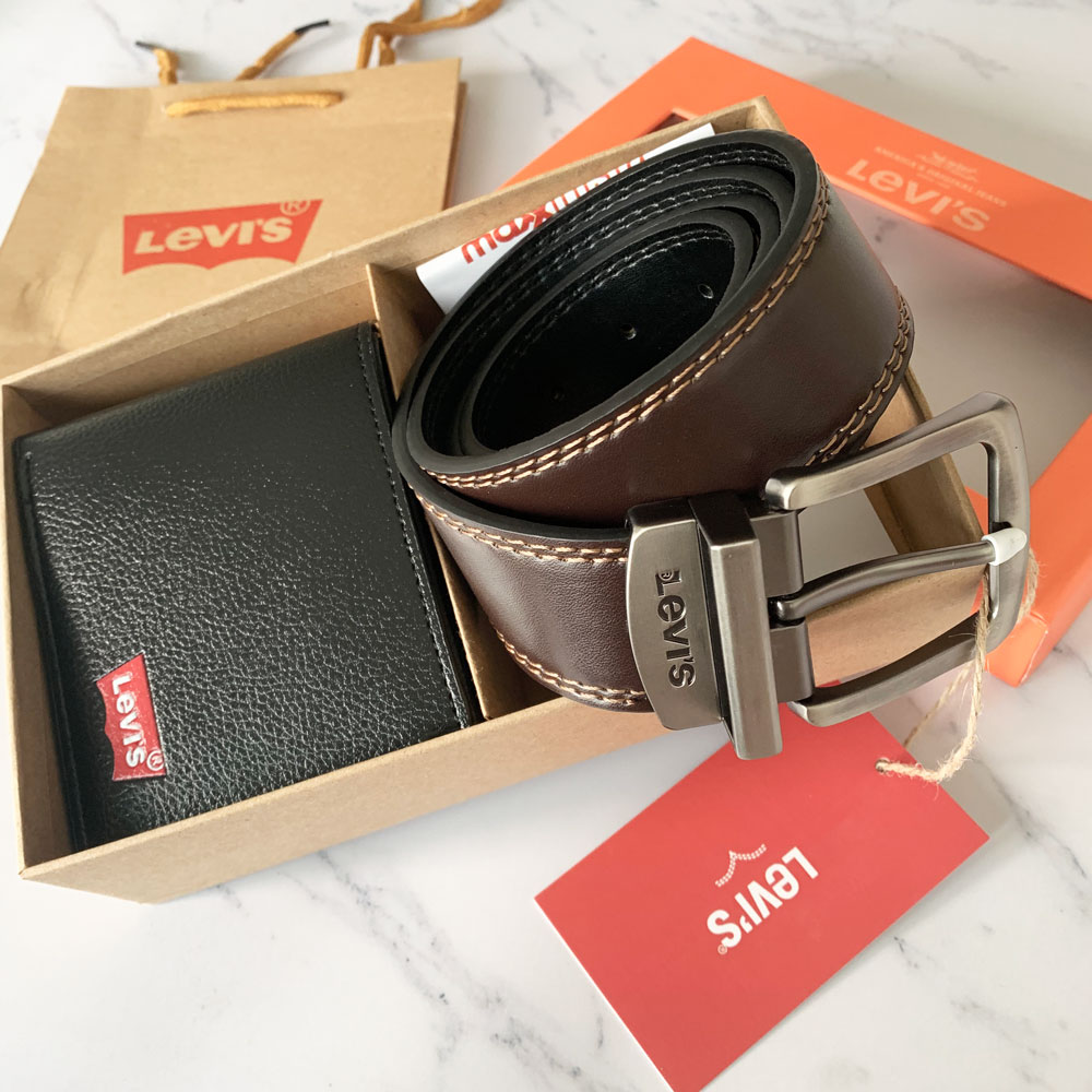 Wallet Set With Box Men Belts Leather 