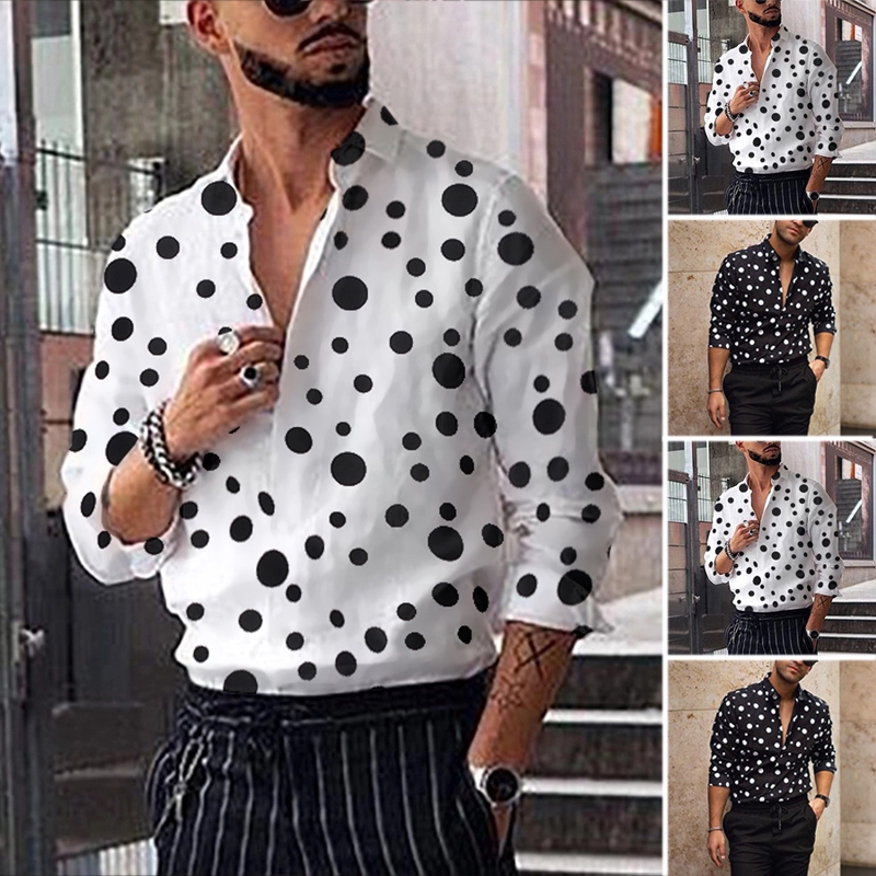 Men's Vintage Retro Polka Dot Long ...