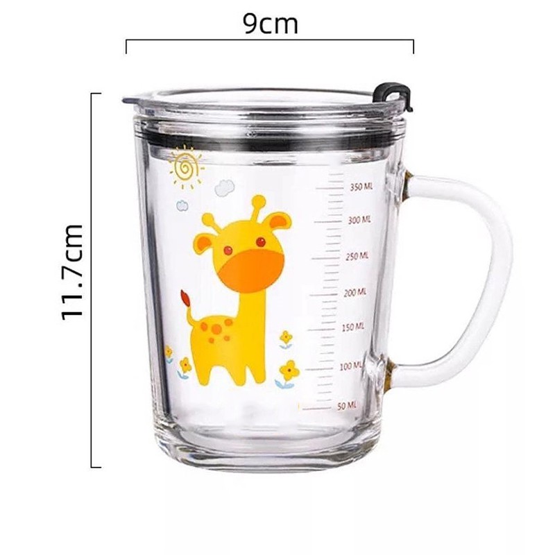 400ml Graduated Glass Cup With Lid Straw Shopee Singapore