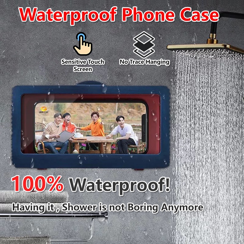 【SG Ready Stock】Bathroom Waterproof Phone Holder Shower Phone Case HD High Sensitivity Wall
