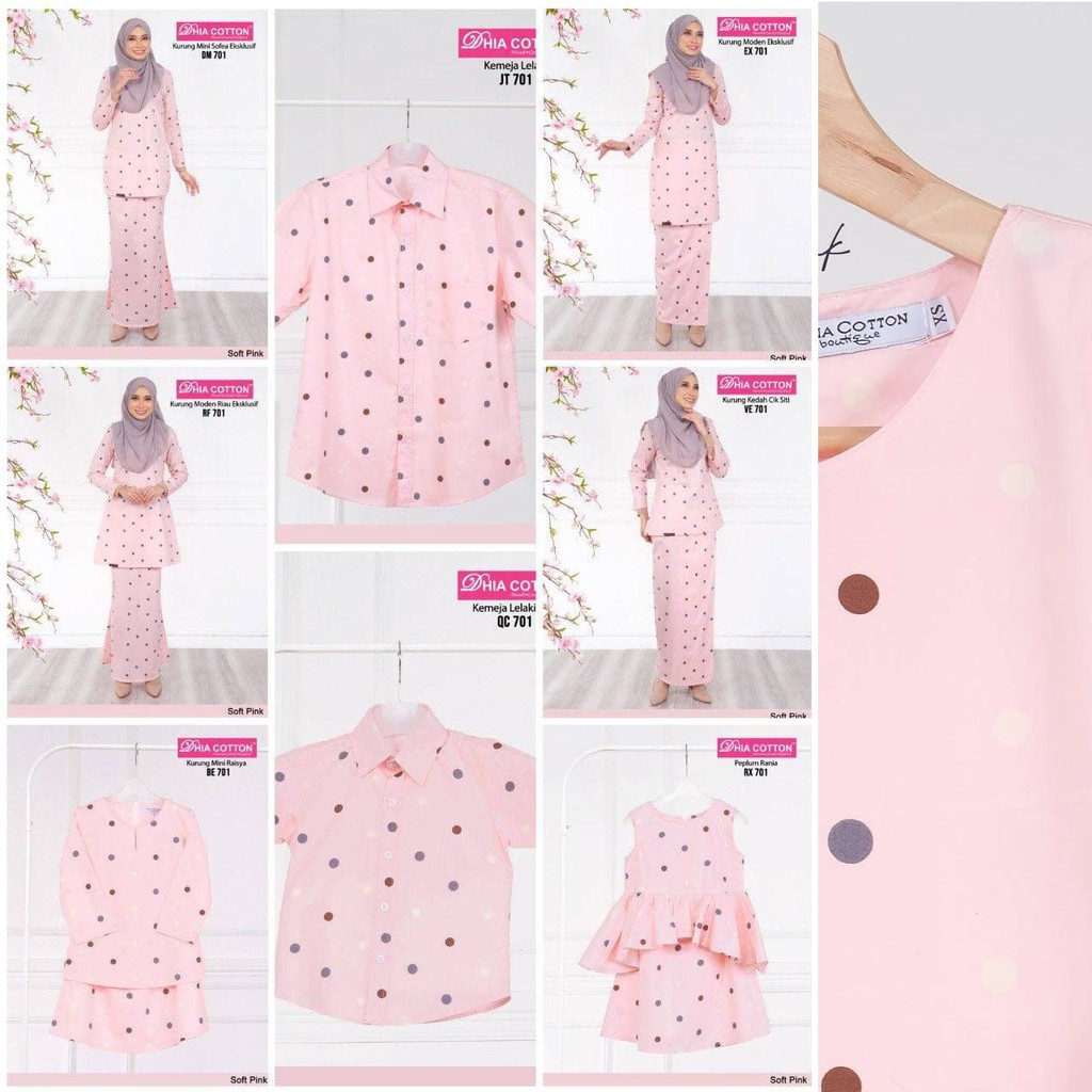 V29 Set 761 Baju Kurung Cotton Eksklusif Soft Pink Kurung Moden Mini Riau Kedah Shopee Singapore