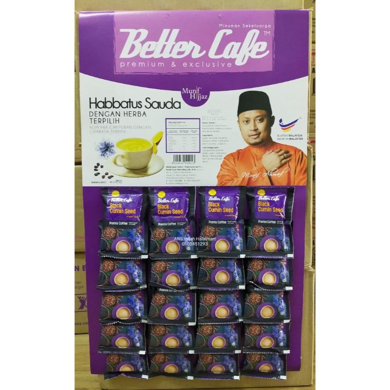 Munif Hijjaz Better Cafe Habbatus Sauda Papan 20 Sachets Shopee Singapore