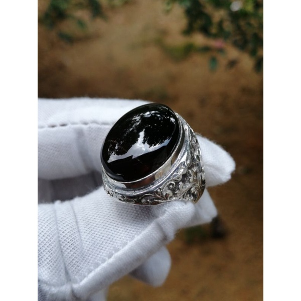 [Shop Malaysia] Yaman Original Black Gem Ring 925 SILVER