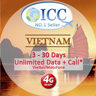 ICC_Vietnam Viettel/Mobifone/Vietnammobile 3-30 Days sim card Unlimited Data + Call*/Viettel/Mobifone sim card