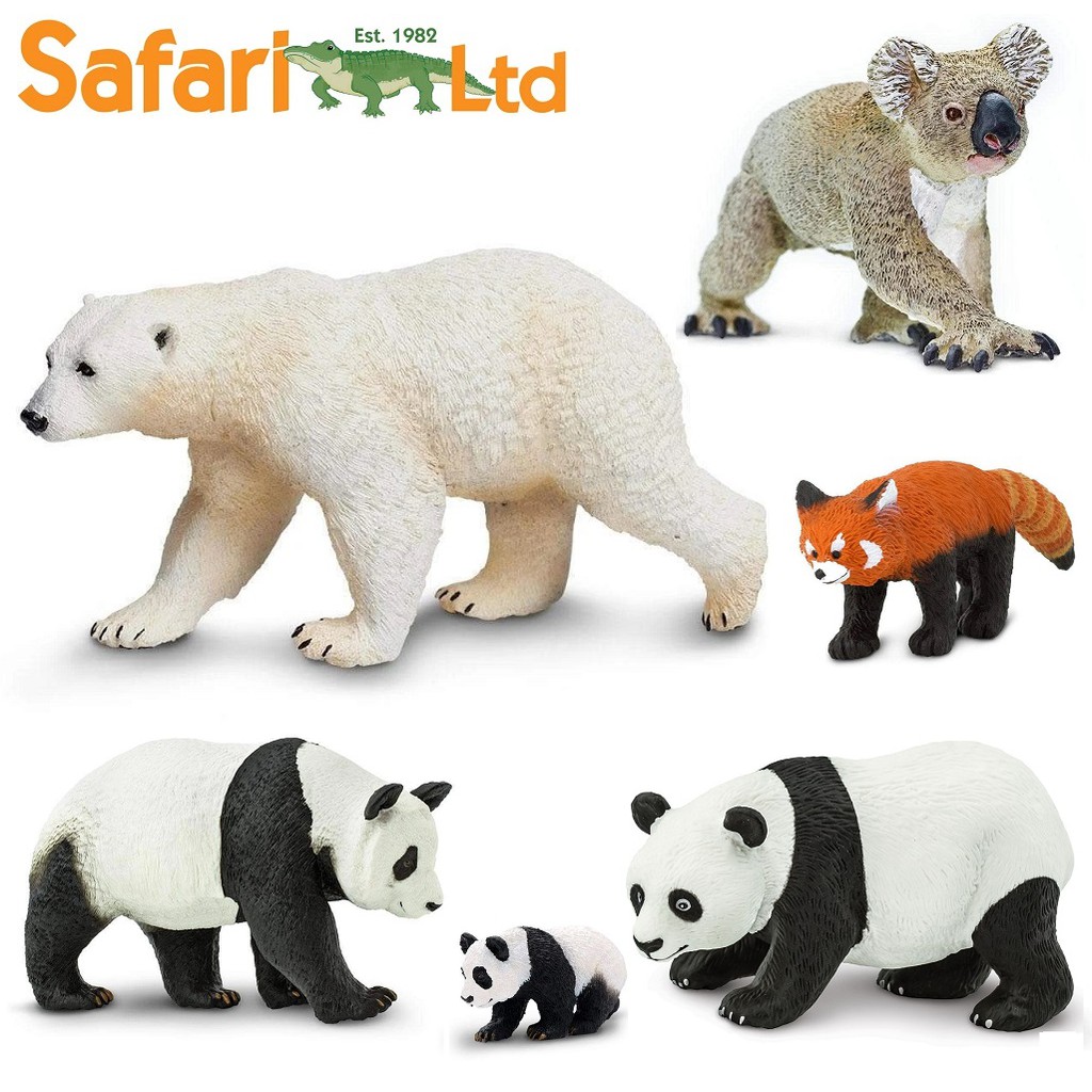 Safari Ltd Bear Series Wild Safari Toys (Panda, Red Panda, Polar Bear