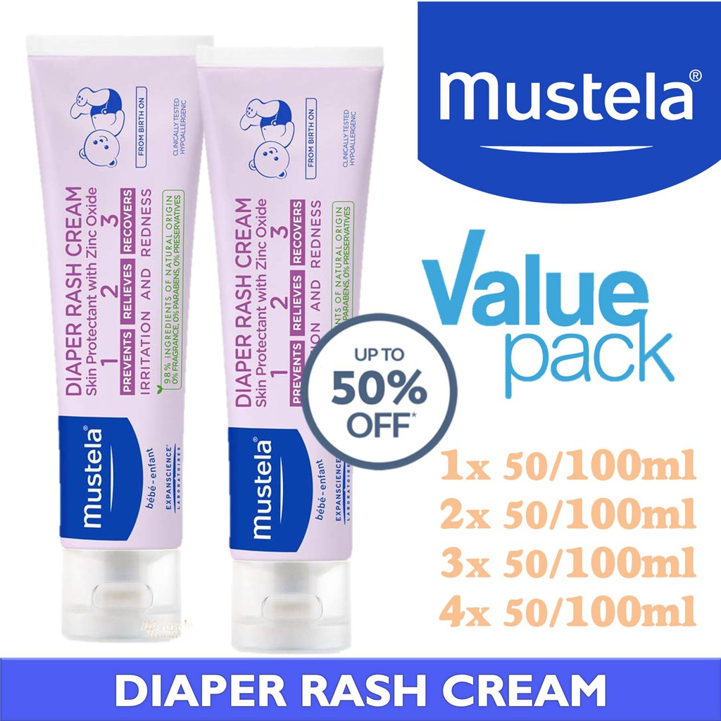 Mustela Diaper cream 50/100ml. Soothe and eliminate diaper rashes, irritation. Shopee Singapore