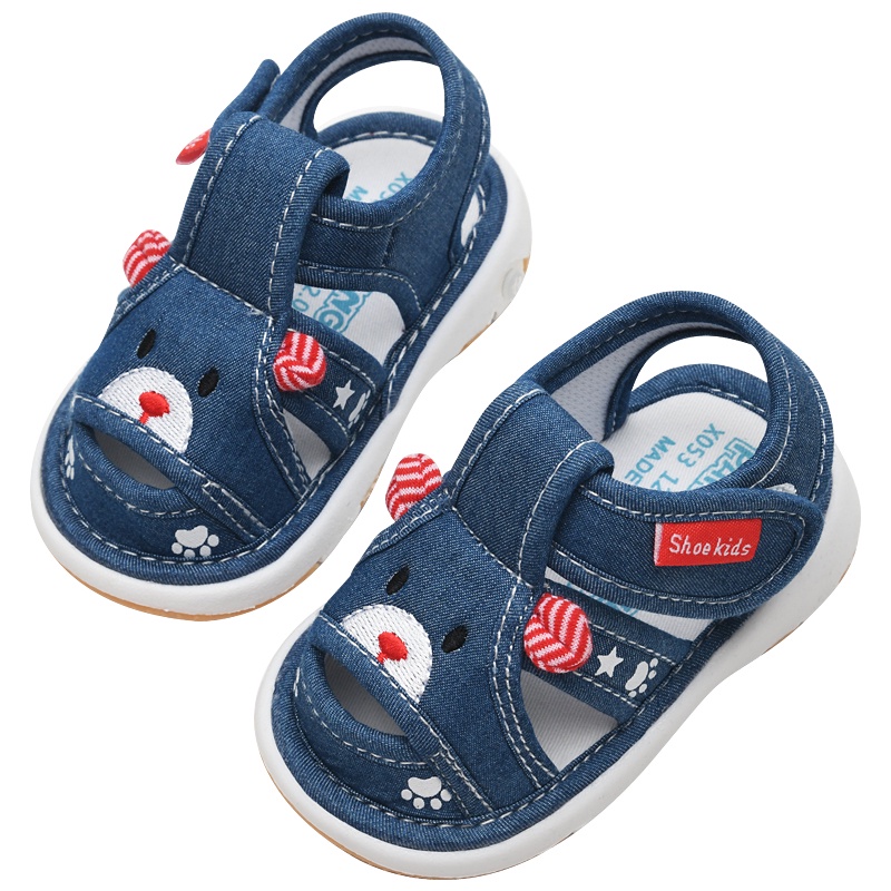 Baby Boys Sandals Shoes with Sounds 0-3 Years Toddler Shoes Cute Bear Soft  Rubber Non-slip Bibi Sound Sandals | Shopee Singapore