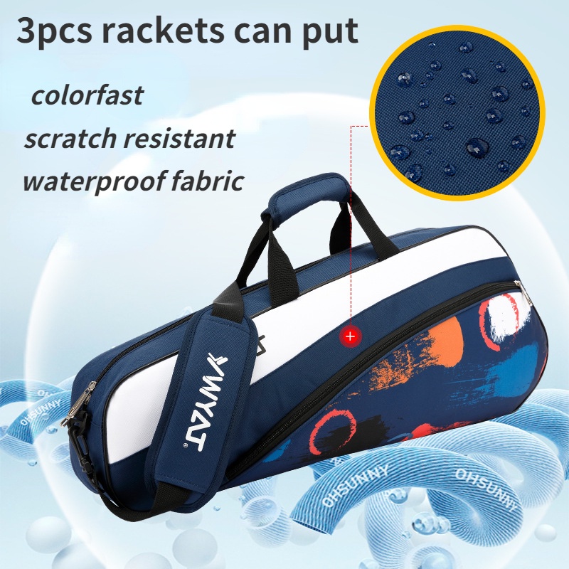 YWYAT 3Pcs Badminton Rackets Bag Waterproof One Shoulder Bag for