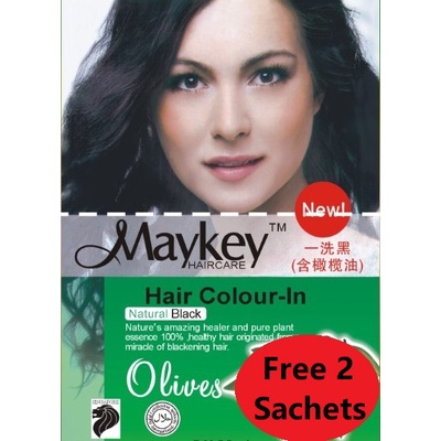 FREE 2 SACHETS!} Maykey Hair Colour-In 5 x 30ml Natural Black/Dark Brown. Hair  Dye/Hair Colour Shampoo | Shopee Singapore