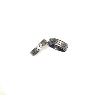 Image of thu nhỏ Vintage Time Viking Ring Men's Fashion Stainless Steel Ancient Silver Hand-Polished Lettering Punk #4