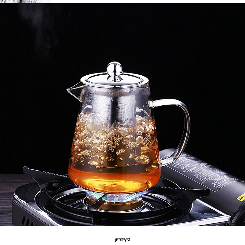 950ML Heat Resistant Glass Kettle Teapot with Stainless Steel Filter Home Office Tea Set Glass Maker