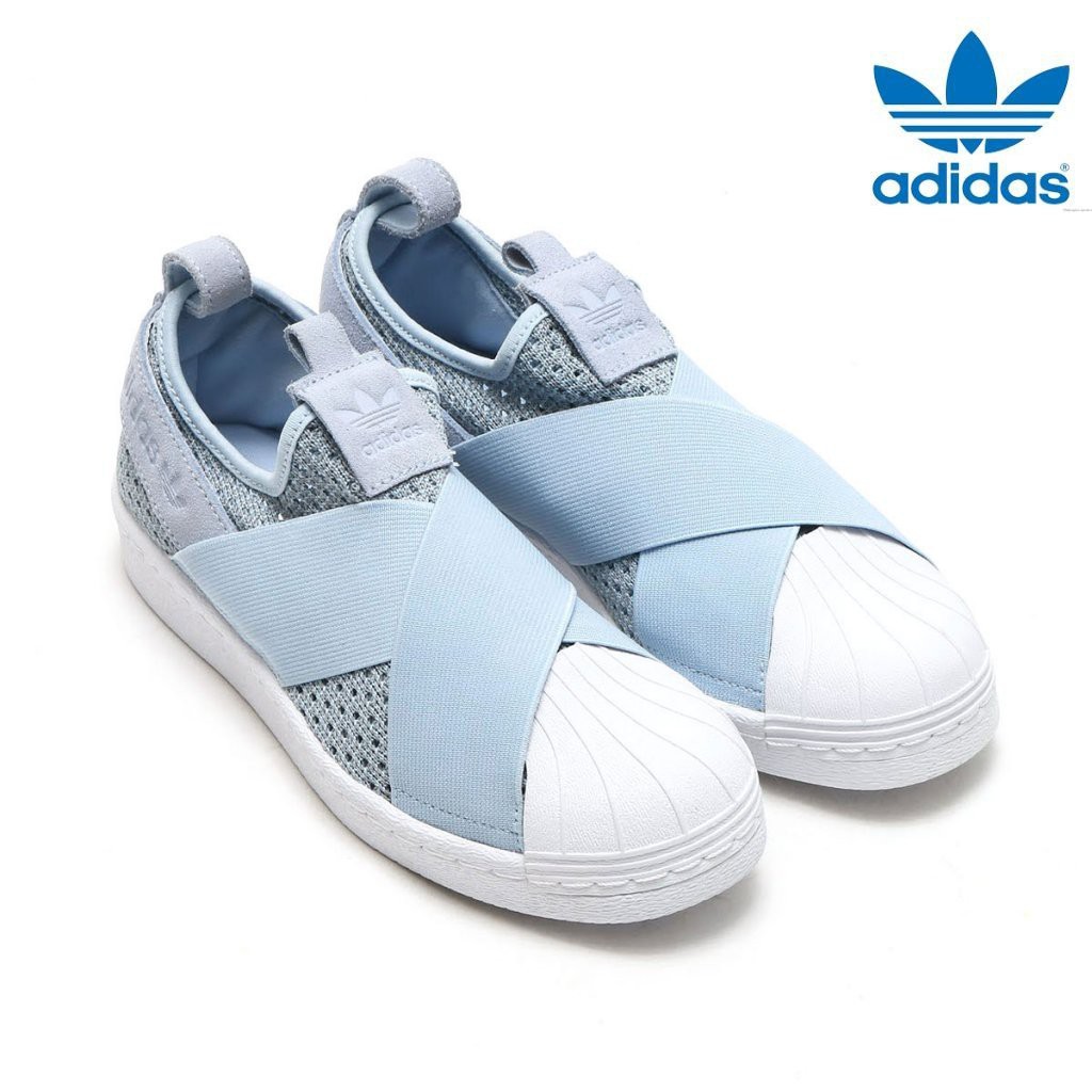 adidas originals superstar slip on women Blue