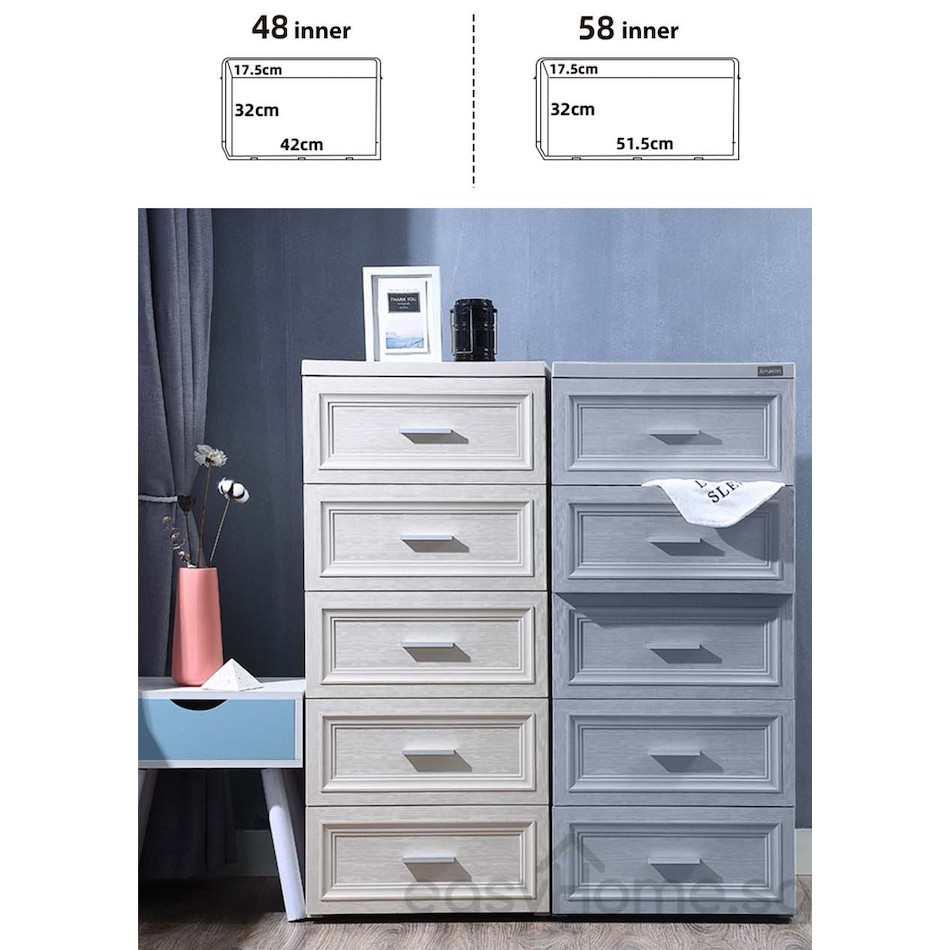 Easyhome.sg Modern Cabinet Drawer 48 58 / Wardrobe Home Organizer Storage Shelf Clothes Rack Closet