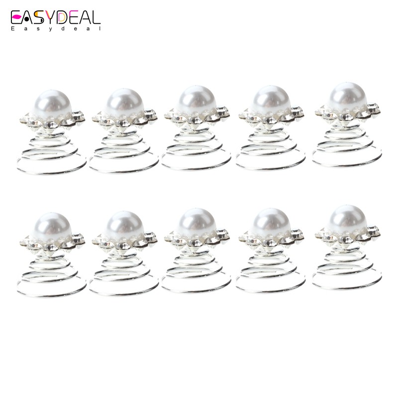 10 X Twist Spiral Diamond Wedding Bridal Clip Hair Pin Shopee