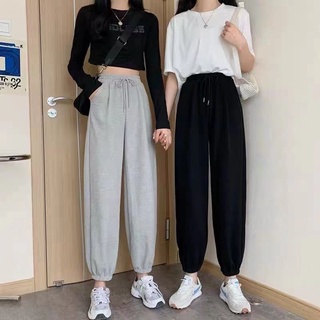 Image of Women Korean Casual Joggers Pants High Waist Slim Sweatpants Plus Size Plain