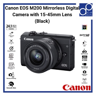 Canon EOS M200 Mirrorless Digital Camera with 15-45mm Lens (Black / White) + Freegifts - (12 + 3months Warranty)