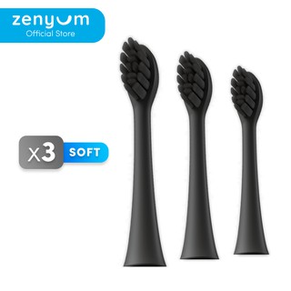 Image of Zenyum Sonic Electric Toothbrush Black Refill Brush Heads - Pack of 3