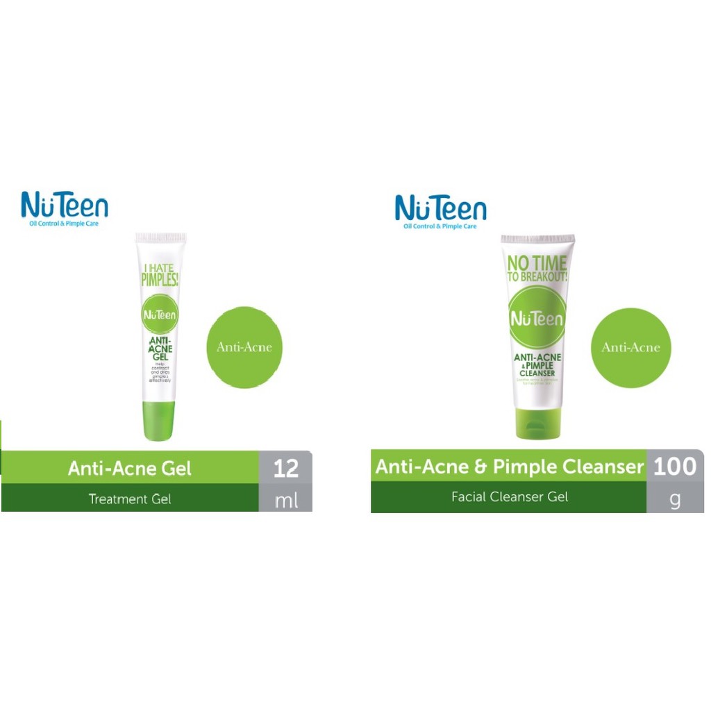 Shop Malaysia Nuteen Anti Acne Pimple Cleanser 100g Anti Acne Gel 12ml Nuteen Shopee Singapore