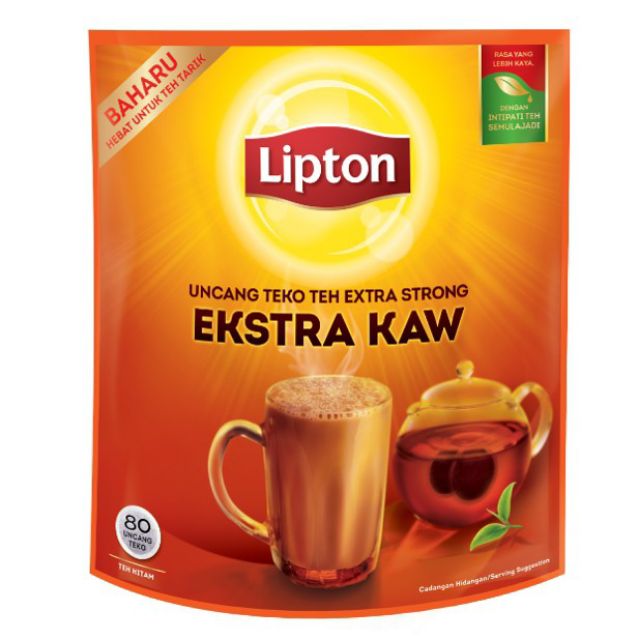 80 Bags Lipton Uncang Teko Teh Ekstra Kaw Extra Strong Black Tea Best For Teh Tarik Shopee Singapore