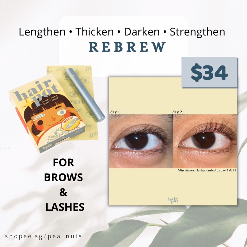 [SG SELLER] REBREW BY HAIRPOT Eyelashes lengthening strengthening darken Hair pot brew Shopee