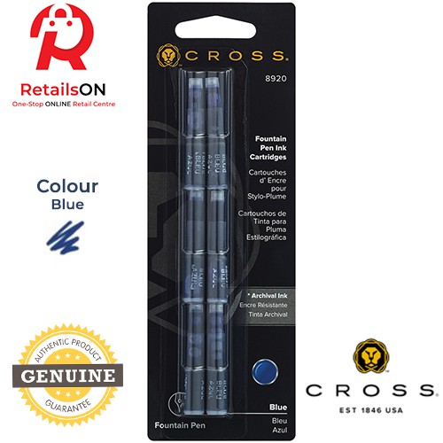 CROSS Refill Fountain Pen Ink Cartridge Blue / [1 Pack of 6