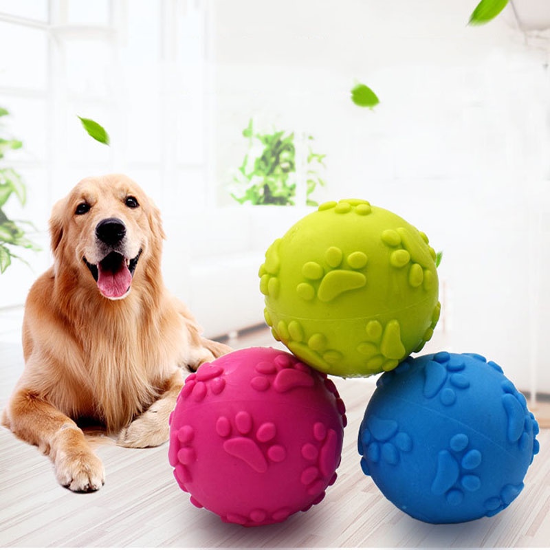 Pet Footprint Ball Sounding Dog Toy Eco-friendly TPR Material Durable ...